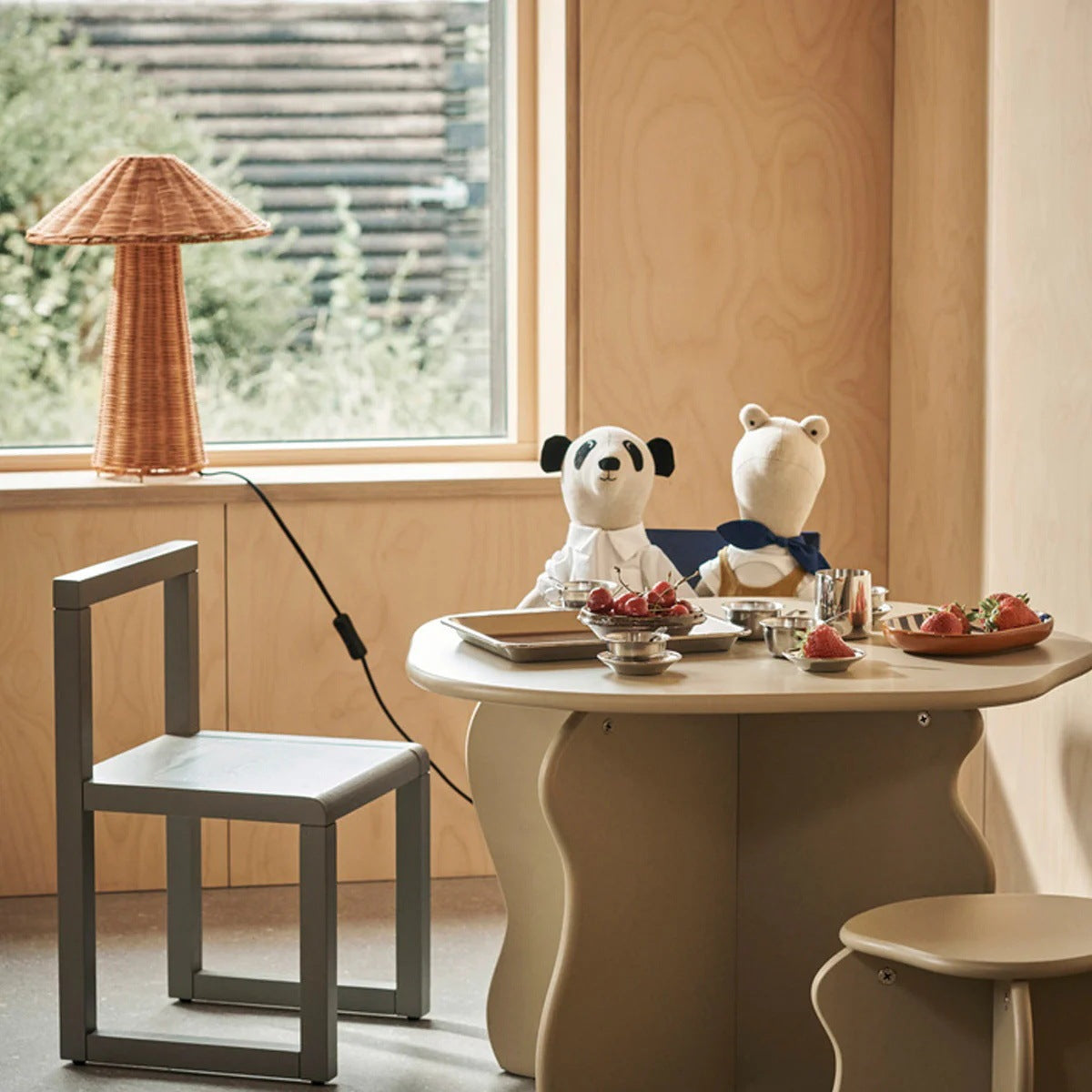 Lampe de table vintage en rotin faite à la main en forme de champignon pour bureau et chambre à coucher - LUXARAH