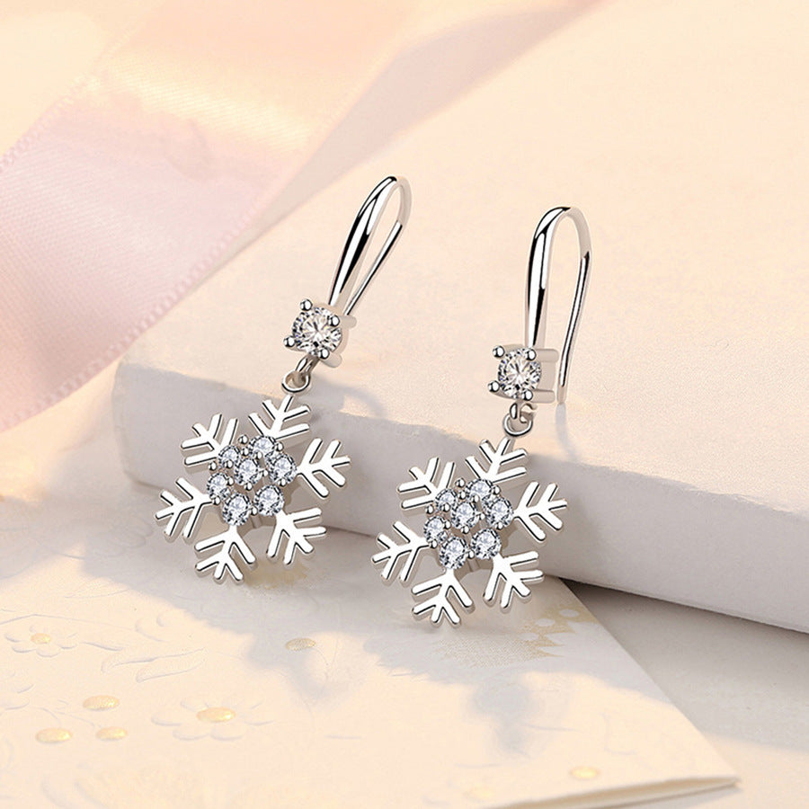 Boucles d'oreilles flocon de neige avec strass, tendance, personnalisées, pour femmes, bijoux de Noël