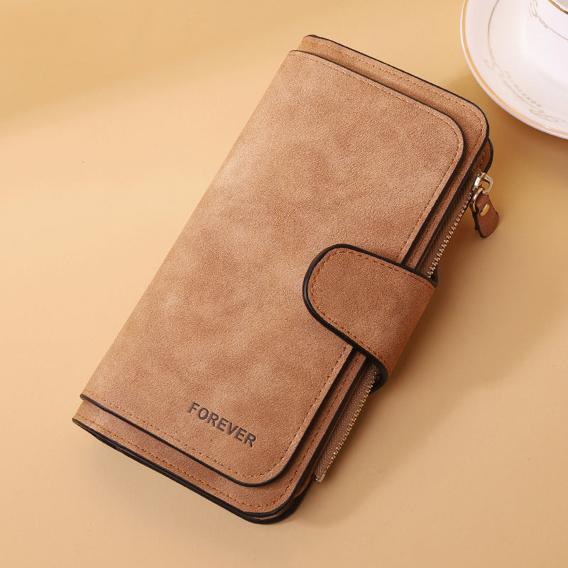 Portefeuille long à trois volets pour femme, nouvelle collection, sac tendance, porte-monnaie multi-cartes, tissu bicolore givré
