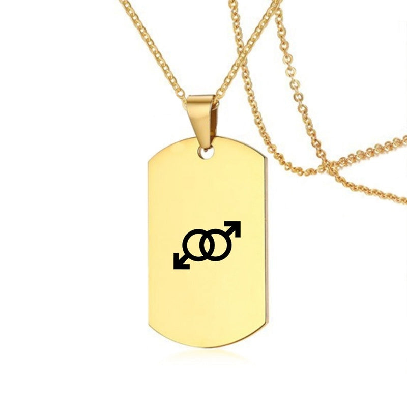 Collier en acier inoxydable avec inscription LGBT, symbole de la fierté gay, lesbienne et transgenre, pour hommes et femmes