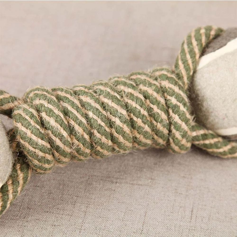 Jouet à mâcher pour animaux de compagnie, corde en coton, haltère de tennis, balle en caoutchouc, jouet interactif pour chiens de taille moyenne et grande, fournitures de jeu pour animaux - LUXARAH