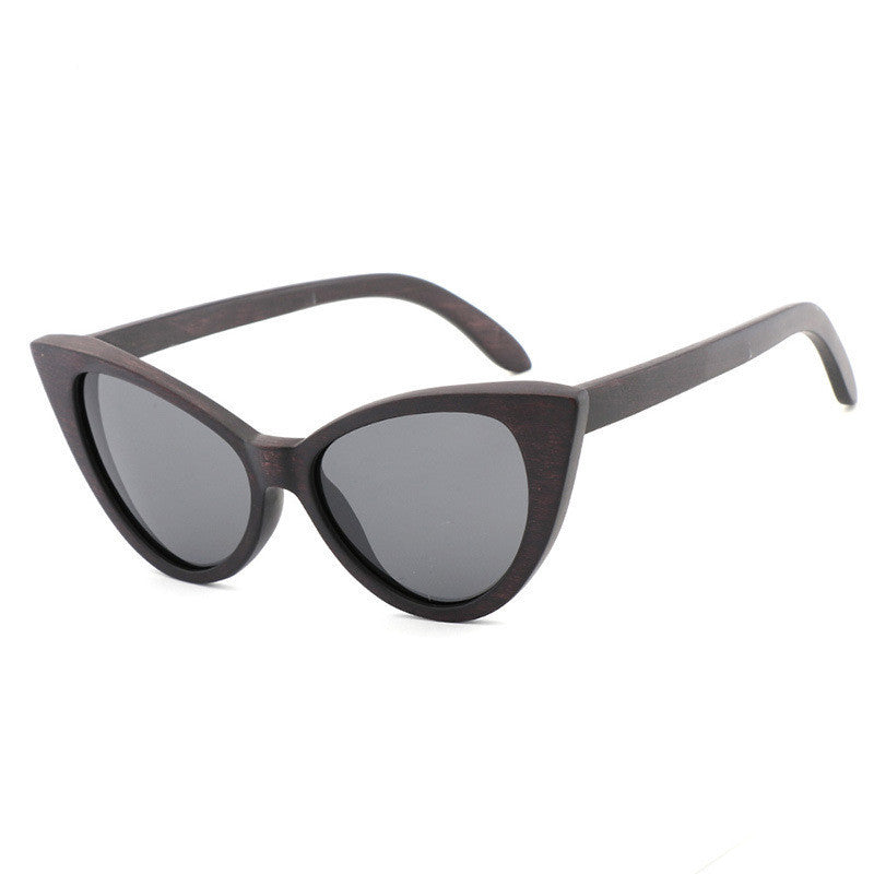 Lunettes de soleil polarisées œil de chat pour femmes, en bois de bambou, tendance