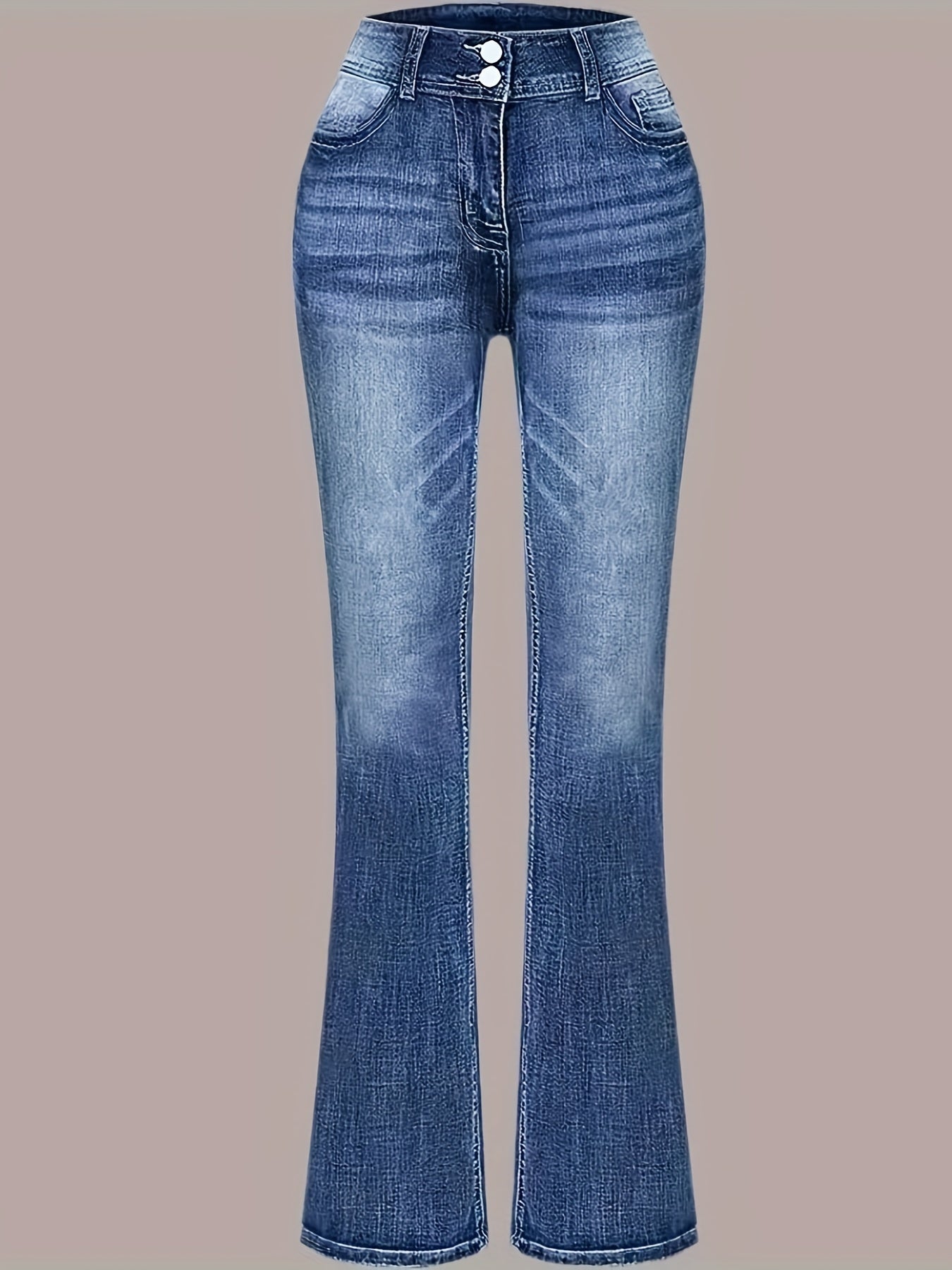 Pantalon cloche en denim extensible polyvalent et tendance pour femme, style rétro urbain, jean décontracté brodé confortable, idéal au quotidien - LUXARAH