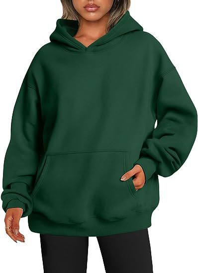 Sweats à capuche pour femmes avec poches, sweat-shirt tendance uni, pull à capuche surdimensionné, vêtements pour femmes