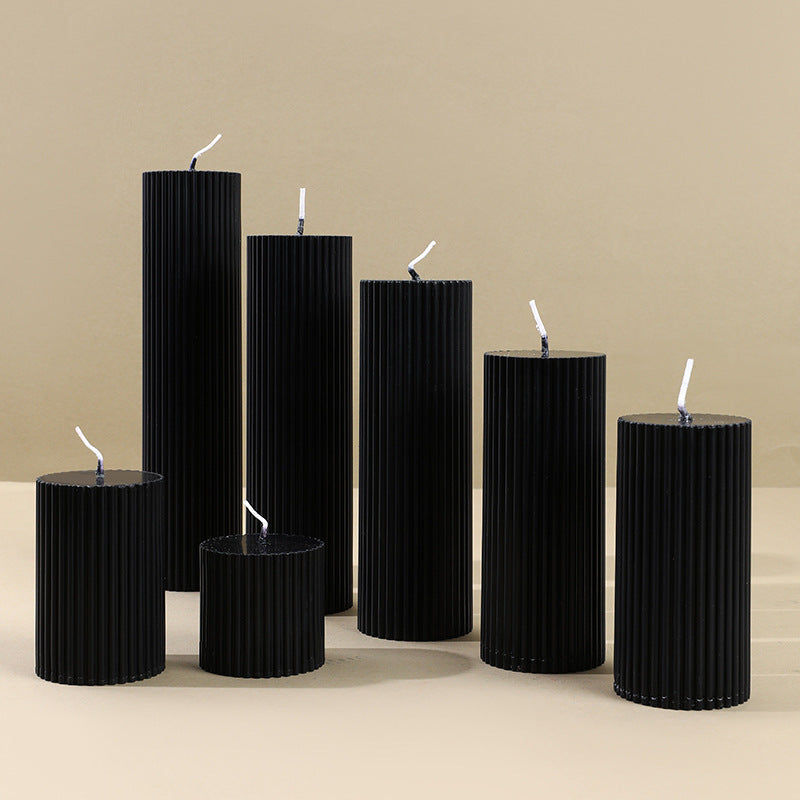 Bougies d'aromathérapie cylindriques noires au soja