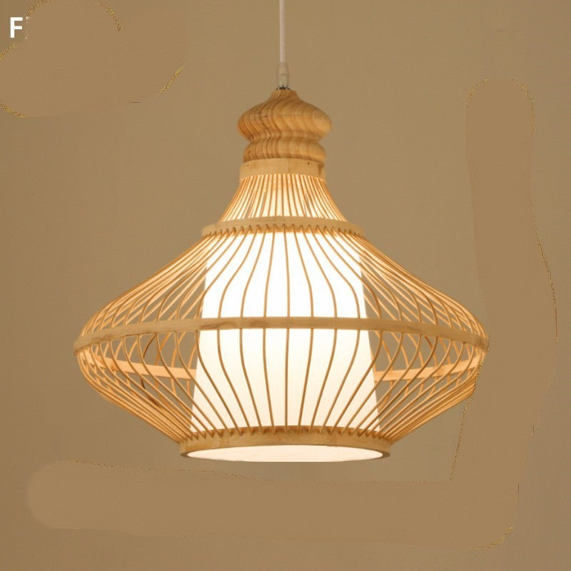 Lustre en bambou pour restaurant chinois, hôtel, famille d'accueil, chambre à coucher, balcon, lanterne, lampe à riz - LUXARAH