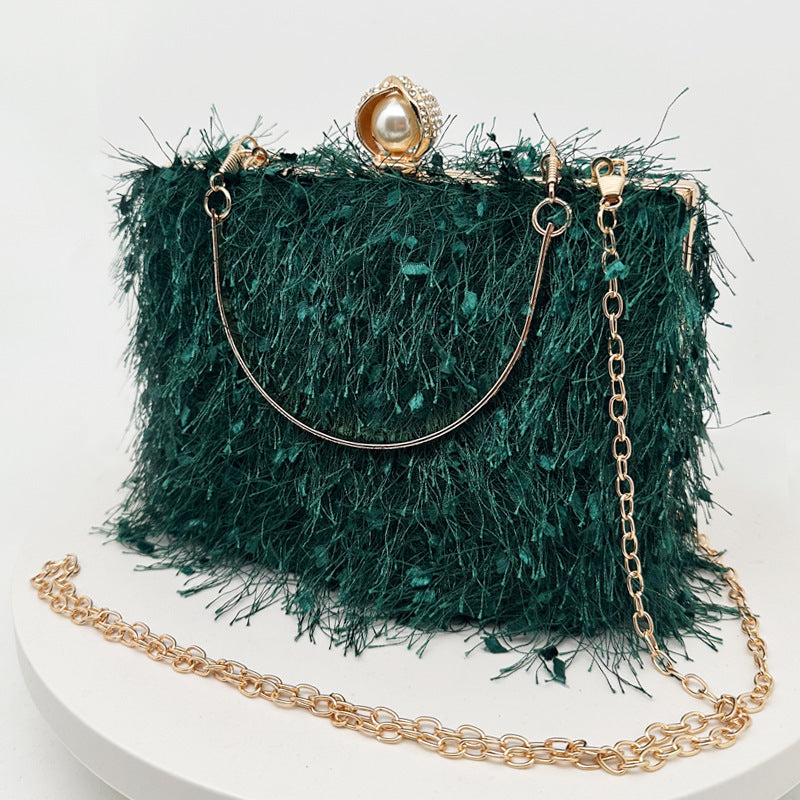 Sacs à main à pompon pour femmes, sac de soirée, sac de soirée, sac carré de luxe, sac à bandoulière pour dames - LUXARAH