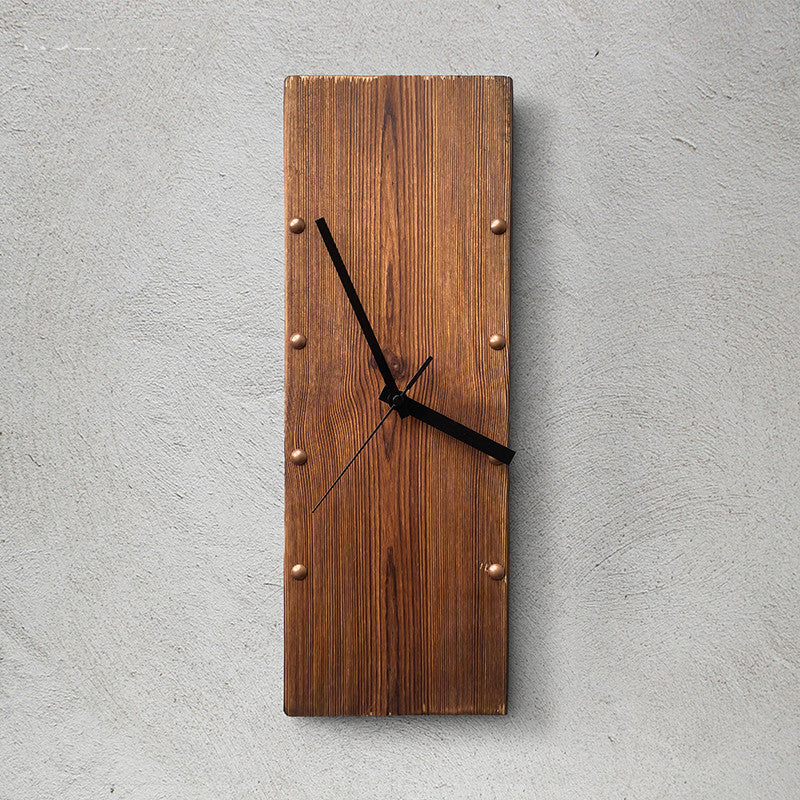 Horloge murale rectangulaire vintage en bois massif Art déco