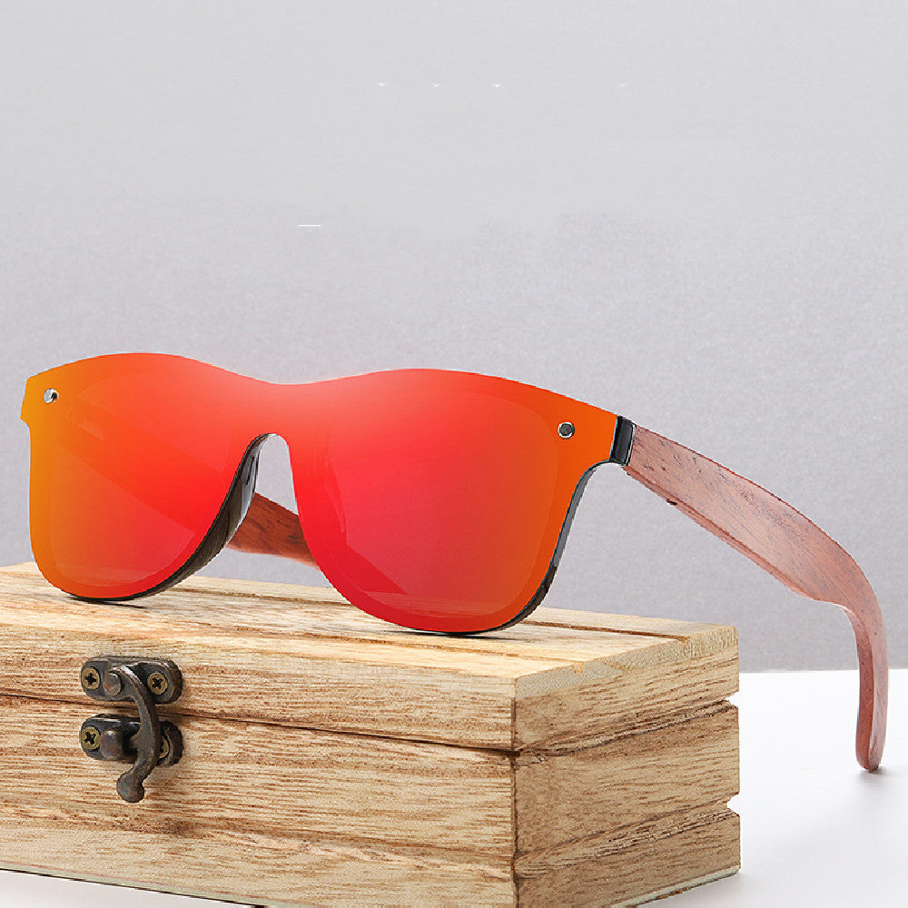 Lunettes de soleil polarisées en bois de bambou, style nouveau, miroir monobloc, de haute qualité