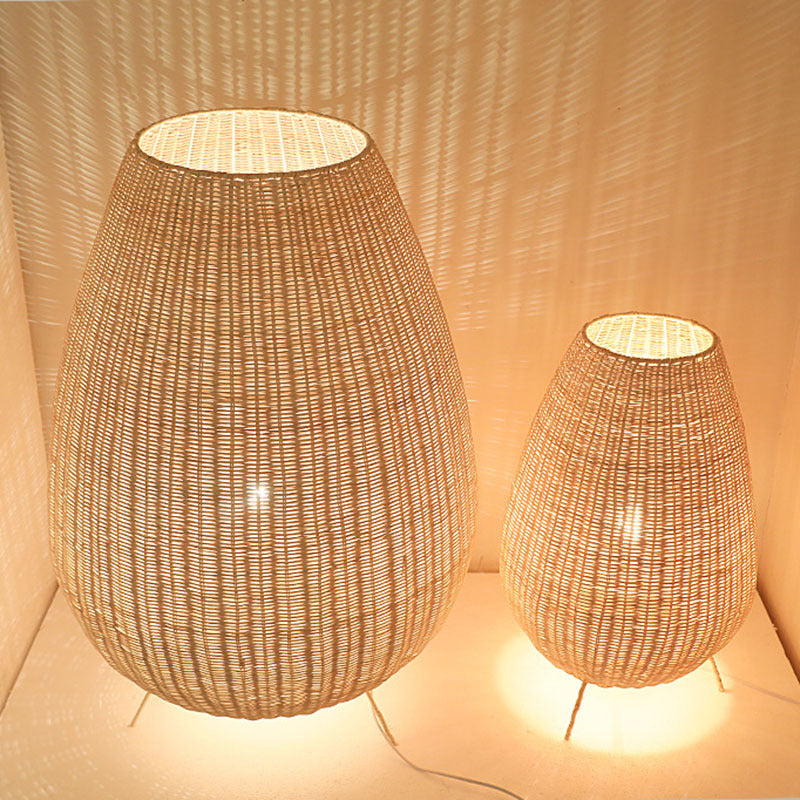 Lampadaire de style japonais en rotin pour salon et chambre à coucher - LUXARAH