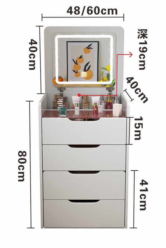 Coiffeuse 3 en 1 avec miroir rabattable, petite coiffeuse avec plateau en verre visible, compacte - LUXARAH