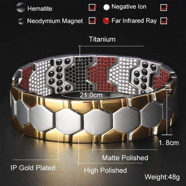 Bracelet magnétique hexagonal détachable multipoints pour homme - LUXARAH