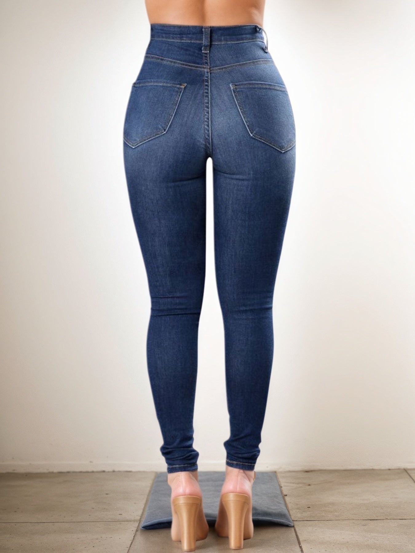 Jean moulant taille haute élastique et polyvalent pour femme, de haute qualité, facile à enfiler, confortable et tendance - Jeans basiques sexy style urbain - LUXARAH