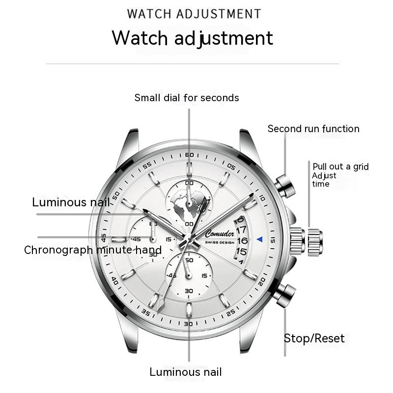 Montre entièrement automatique, étanche avec calendrier lumineux - LUXARAH