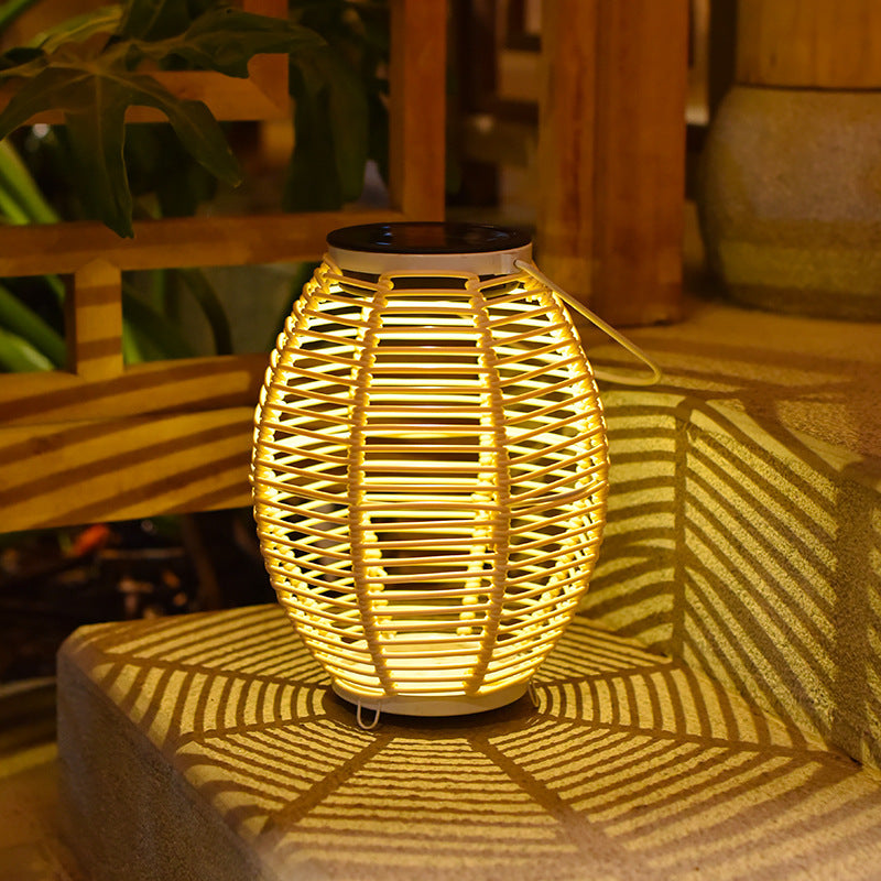 Plafonnier en rotin tressé à énergie solaire pour jardin, cour, pelouse - LUXARAH
