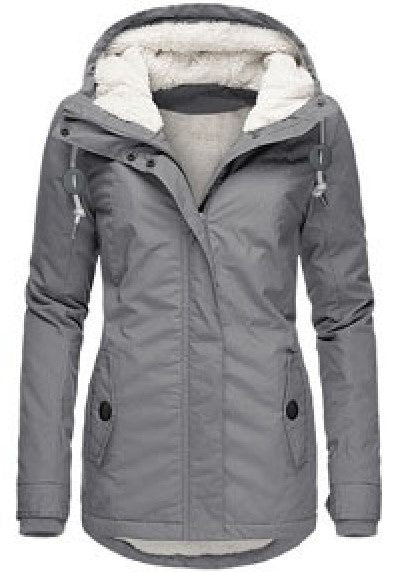 Veste d'hiver à capuche, couleur unie, chaude, fermeture éclair, polaire, avec poches, décontractée, pour femme