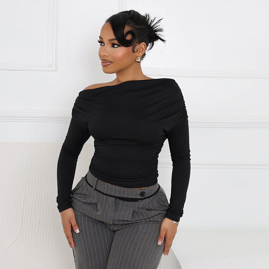 Haut simple et tendance pour femme, couleur unie