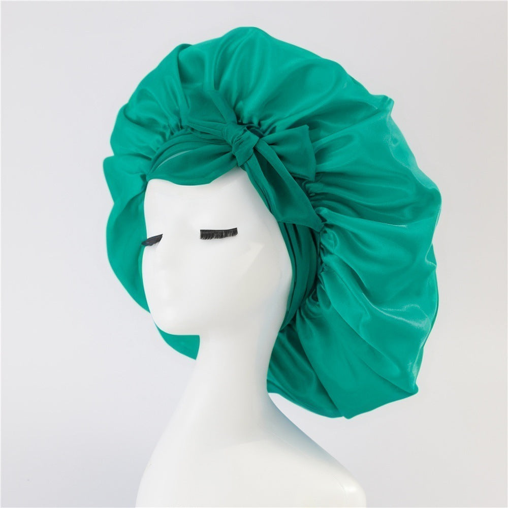 Bonnet en soie pour dormir, bonnet en satin, bonnet de nuit, écharpe pour cheveux bouclés avec lien à nouer