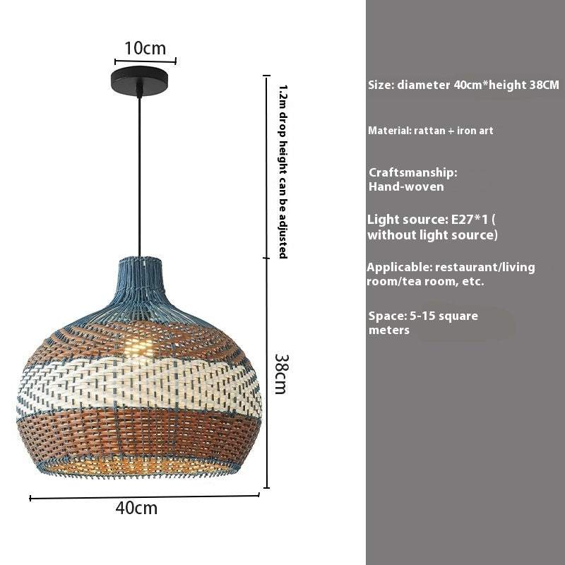 Plafonnier en rotin tressé pour salon, style rétro et créatif - LUXARAH