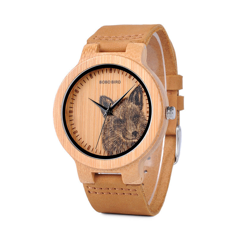 Montre littéraire rétro en bambou