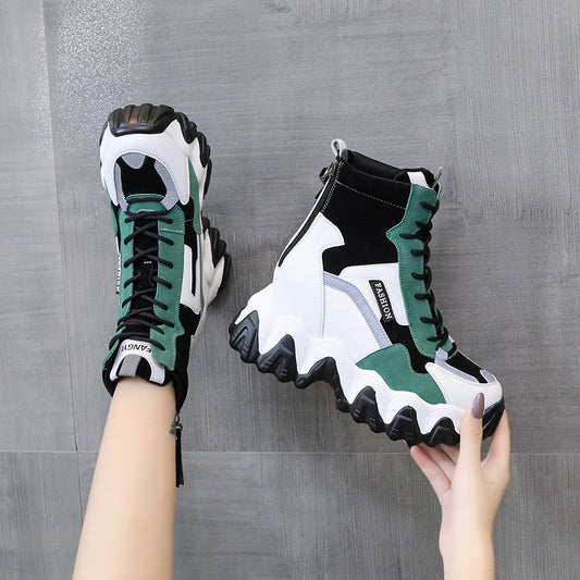 Bottes Martin mi-tubes à semelles épaisses pour femmes, tendance - LUXARAH