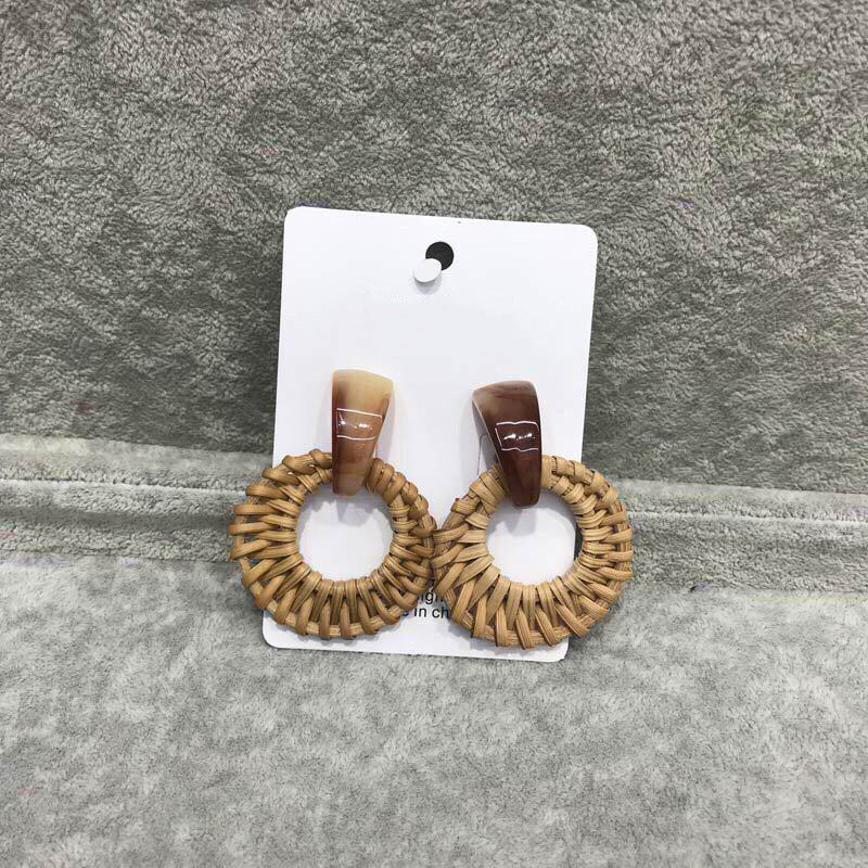 Boucles d'oreilles rétro printemps-été en bambou et rotin tressé - LUXARAH