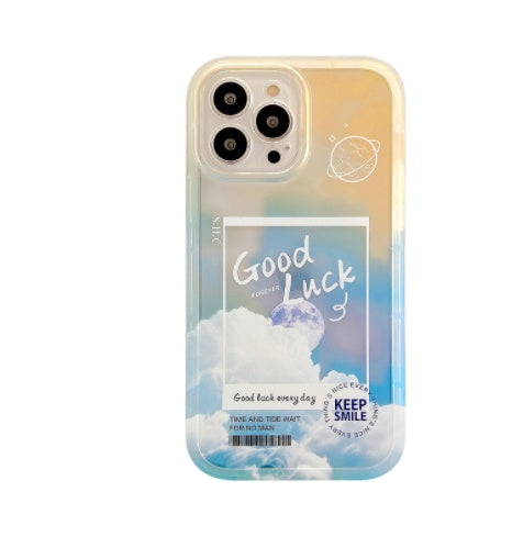 Coque de téléphone portable transparente dégradée avec lettres « Cloud » pour 13, 12, 11 Pro Max