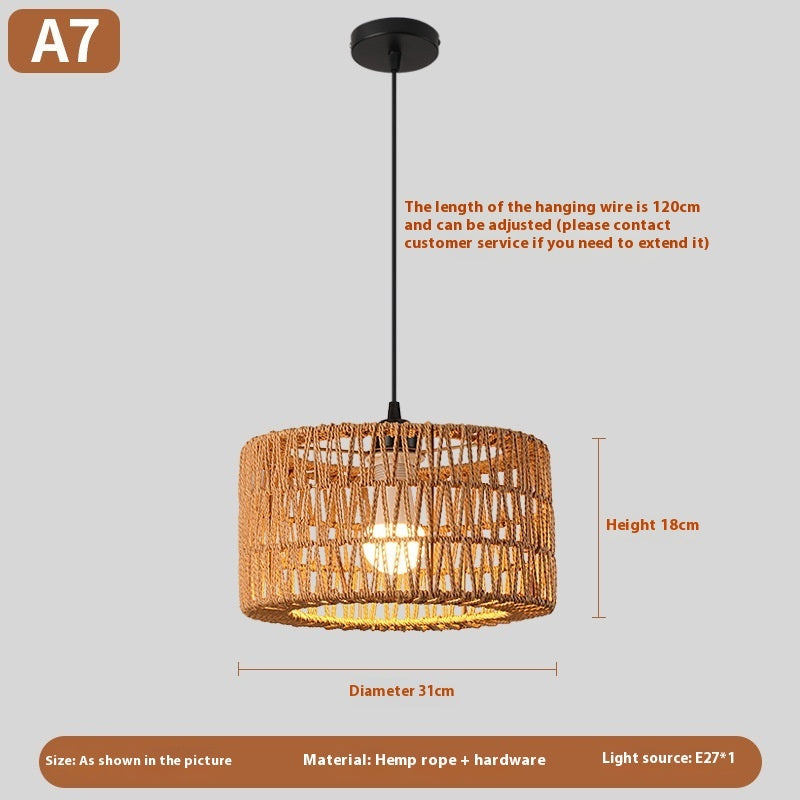 Nouveau lustre créatif en rotin tissé de style chinois - LUXARAH