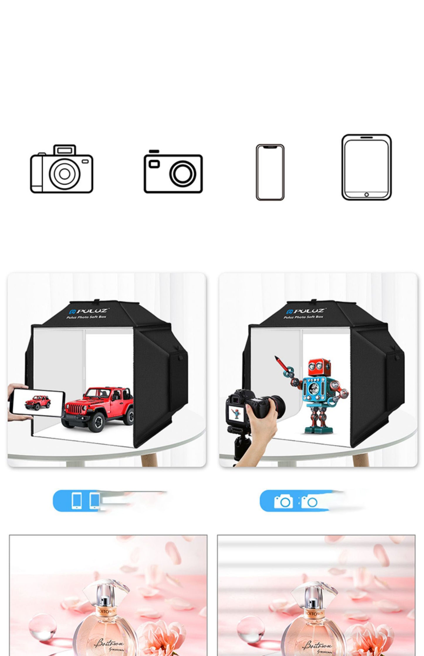 Boîte à lumière LED pliable de 40 cm pour studio photo, éclairage simple pour prise de vue