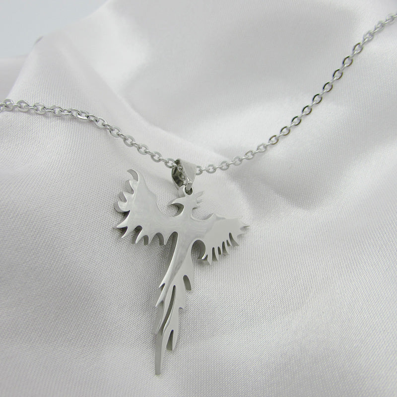 Titanium Steel Phoenix Bird Necklaces for Women and Men