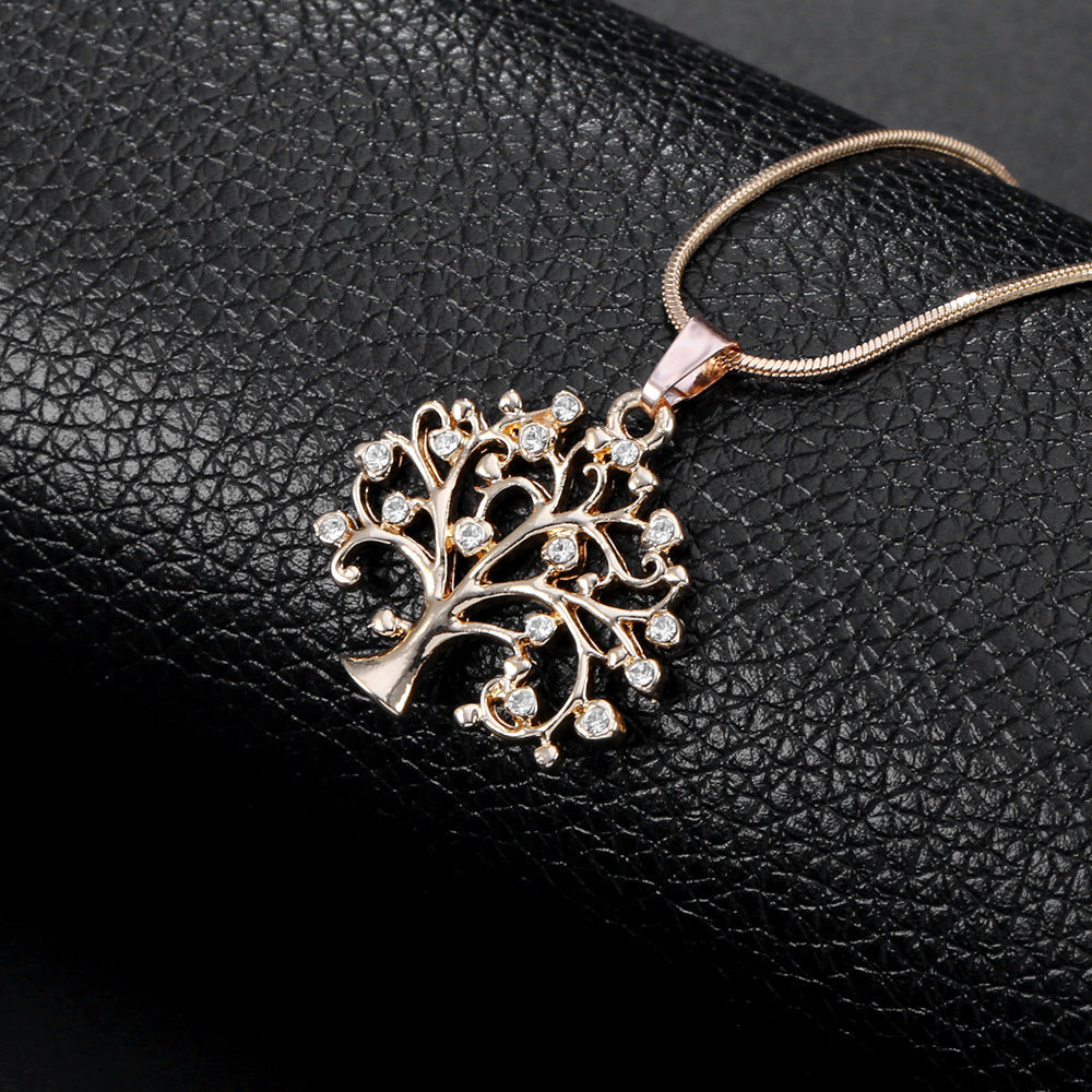 Collier avec pendentif arbre de vie, grand format, en zircone cubique, multicouches, chaîne longue, bijoux à offrir