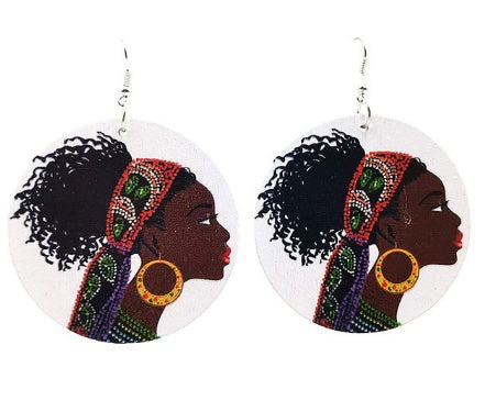 Pendientes de madera, Pendientes estampados, Africanos