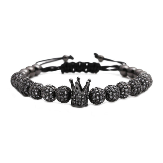 Bracelet ajustable tissé avec micro-incrustations de zircons et strass - LUXARAH