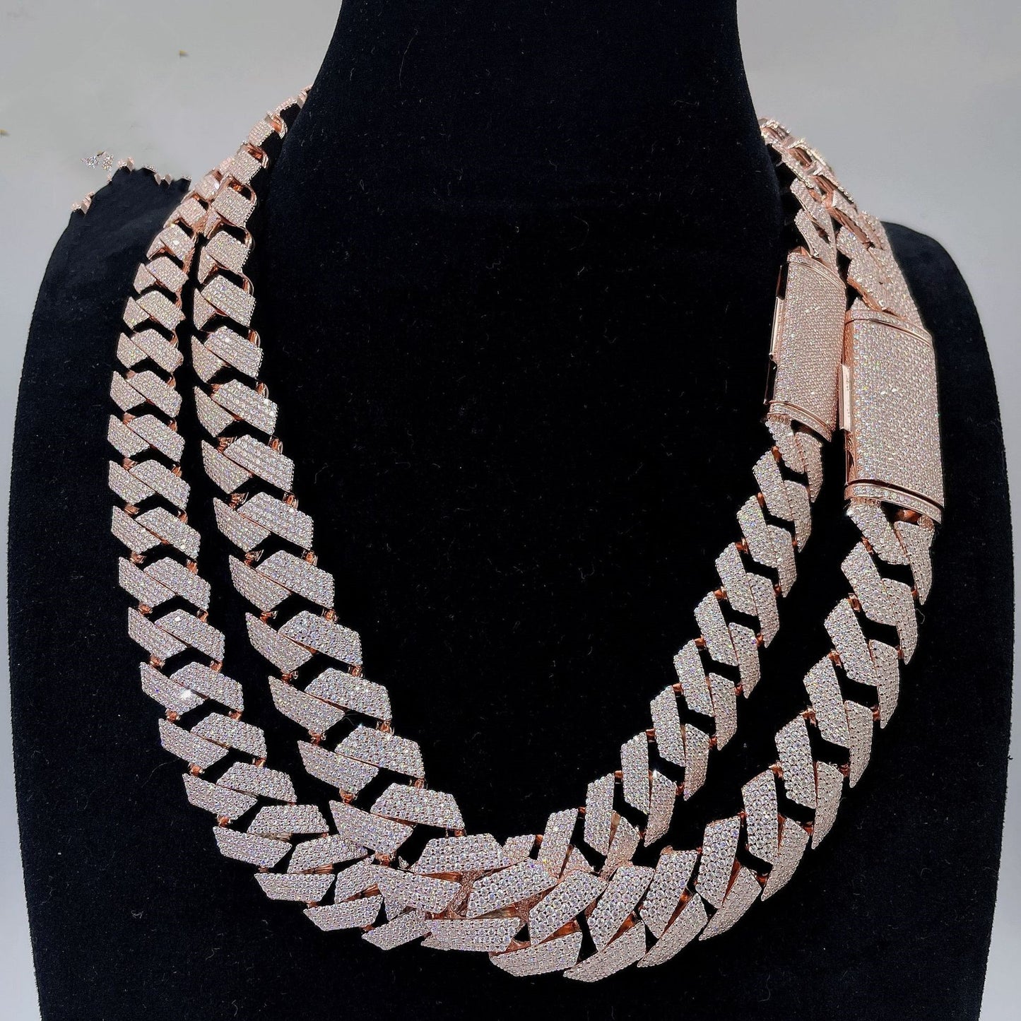 Collares de eslabones cubanos de plata S925 con moissanita