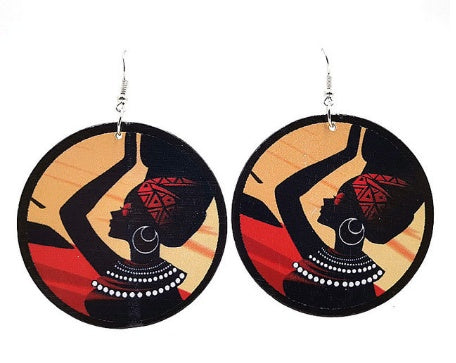 Pendientes de madera, Pendientes estampados, Africanos
