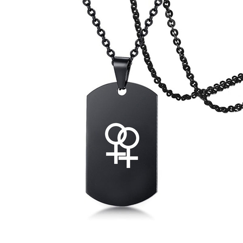 Collier en acier inoxydable avec inscription LGBT, symbole de la fierté gay, lesbienne et transgenre, pour hommes et femmes