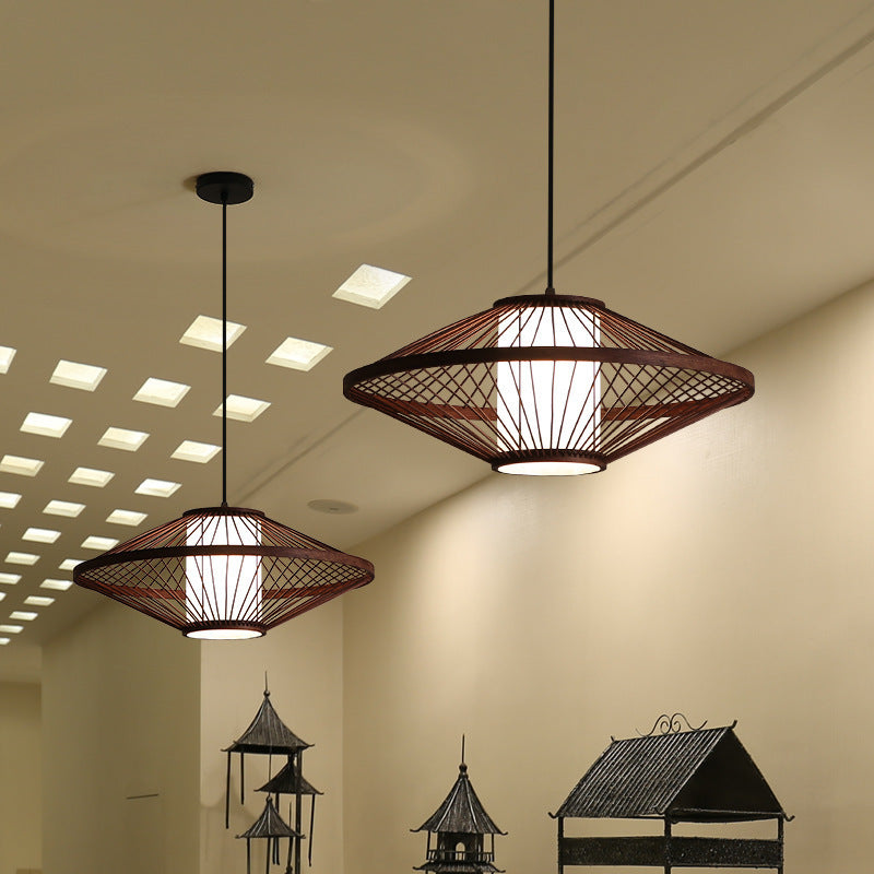 Lustre chinois moderne en bambou, lampe d'art pour restaurant
