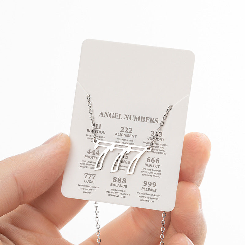 Collier pendentif numérique porte-bonheur pour femme, style ange, tendance, en acier inoxydable 000-999, style vintage