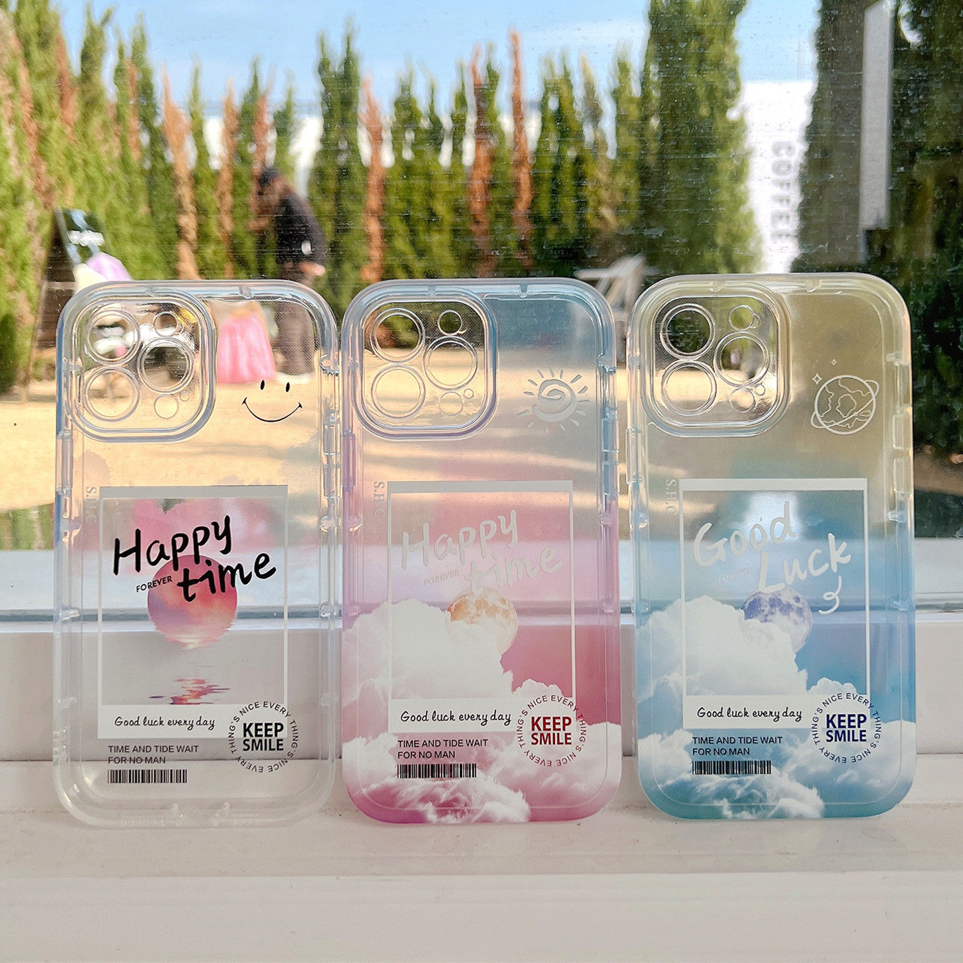 Coque de téléphone portable transparente dégradée avec lettres « Cloud » pour 13, 12, 11 Pro Max