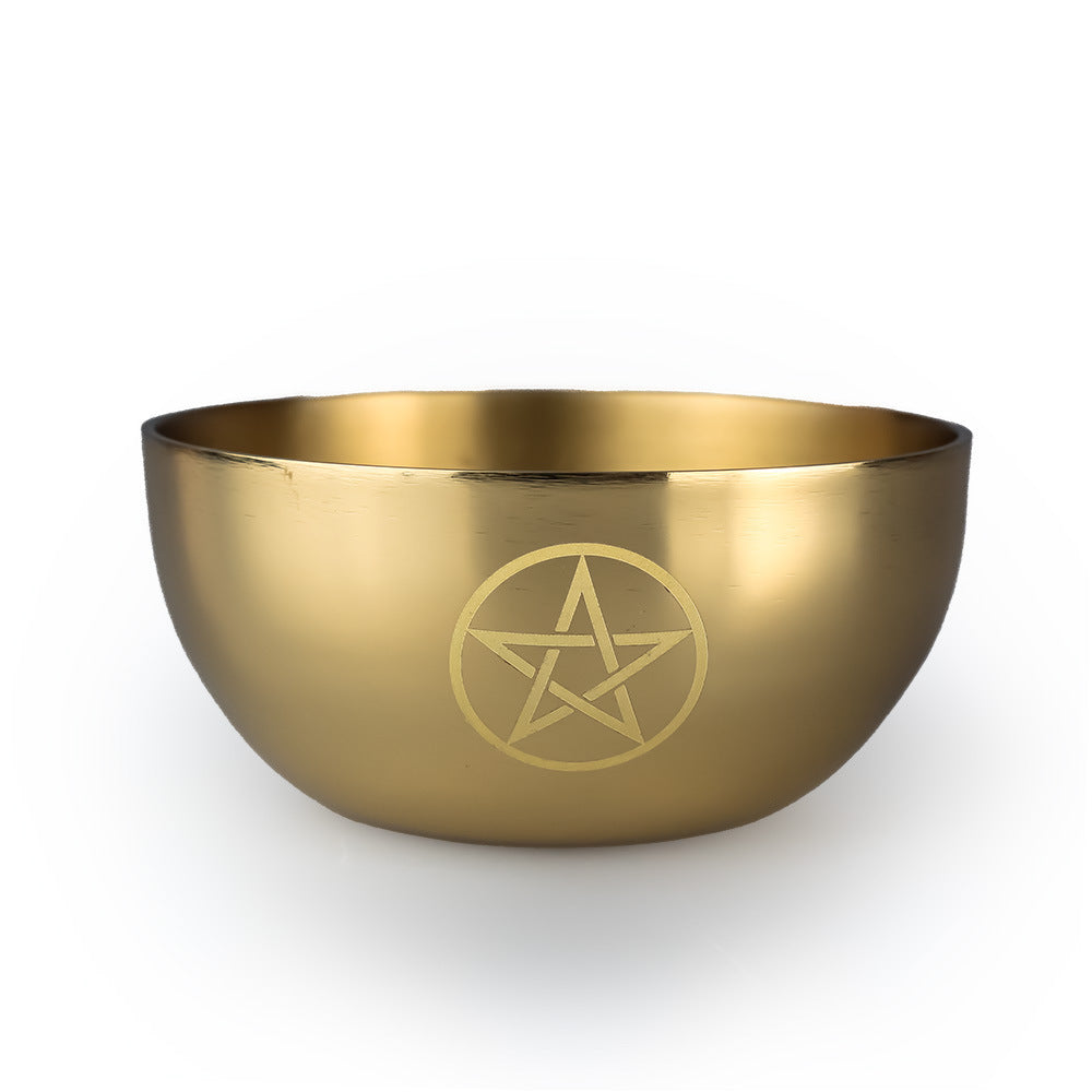 Bol de méditation en cuivre imprimé pentagramme - LUXARAH