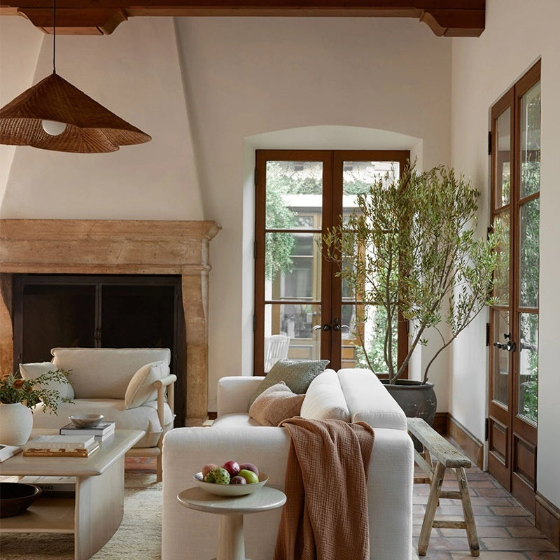 Plafonnier en rotin tressé de style silencieux B & B Tea Room Zen - LUXARAH