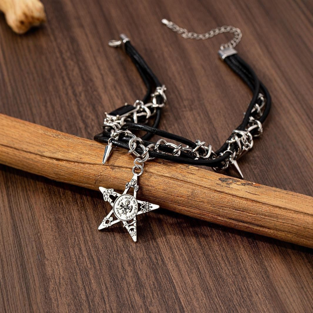 Collares colgantes y remaches Y2K, calaveras y estrellas, estilo punk gótico, tendencia...
