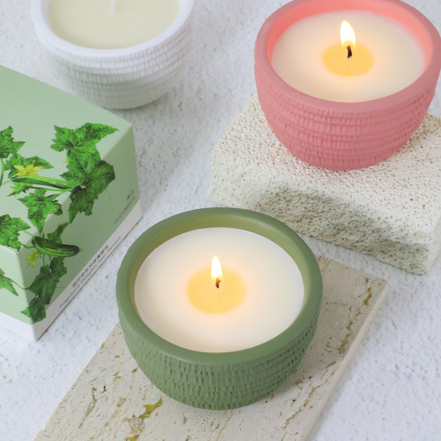 Bougies parfumées sans fumée, 100 g, en forme de tasse de ciment, en cire de soja naturelle, aux huiles essentielles, pour décoration de mariage