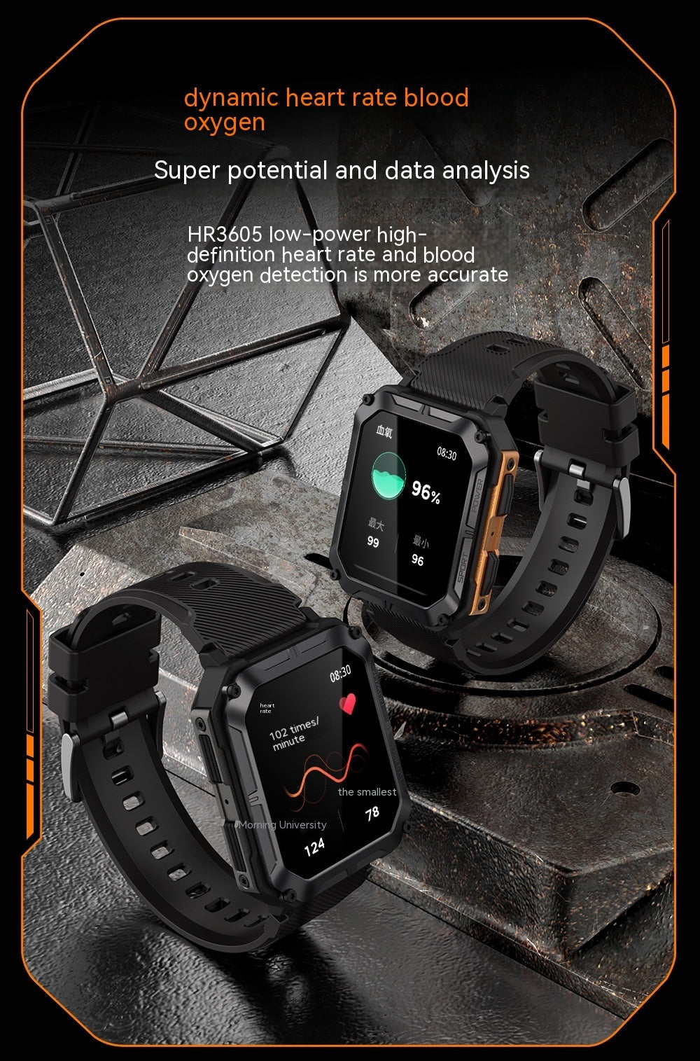 Montre intelligente d'extérieur étanche avec trois fonctions de prévention des appels Bluetooth - LUXARAH