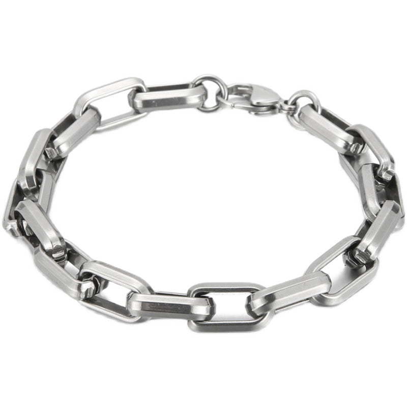 Bracelet en acier titane pour homme, design de niche, style hip-hop, géométrique