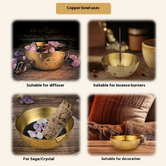 Bol de méditation en cuivre imprimé pentagramme - LUXARAH