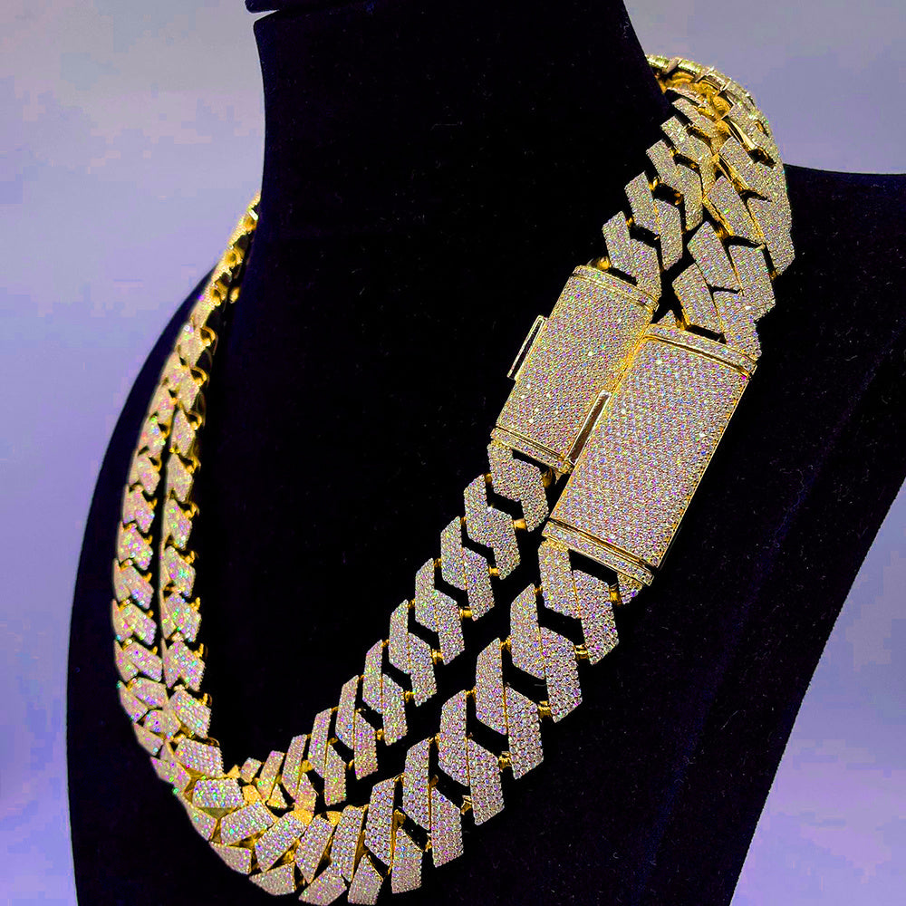 Collares de eslabones cubanos de plata S925 con moissanita