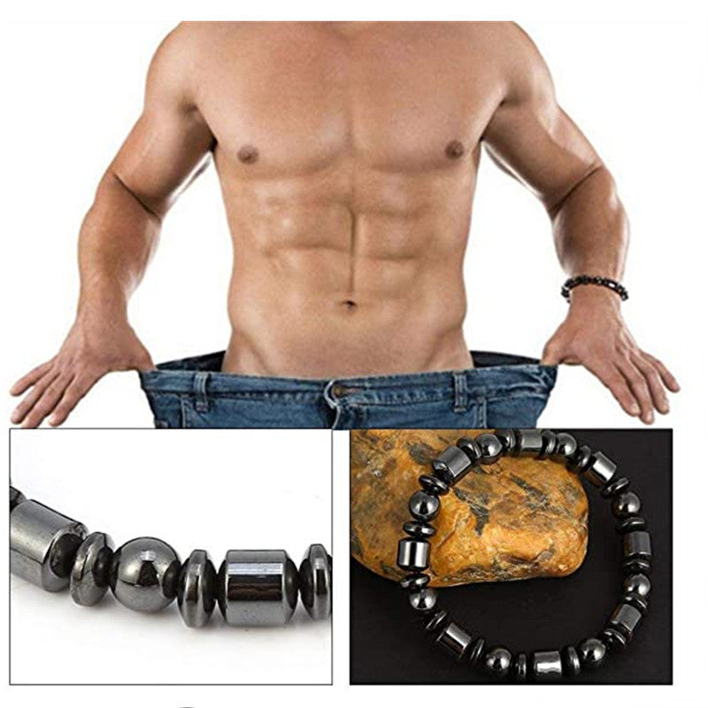 Bracelets magnétiques pour perte de poids, pour femmes et hommes, avec pentagramme en pierre, thérapie magnétique, soulagement de la douleur, bijoux de santé amincissants - LUXARAH