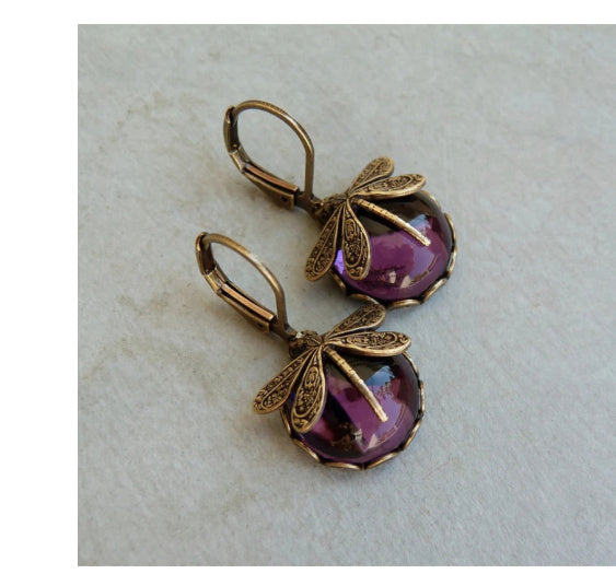 Boucles d'oreilles pendantes en forme de libellule vintage pour femme, bijou tendance, style bohème, chakra, pierre de lune bleue, bijou ethnique de mariage