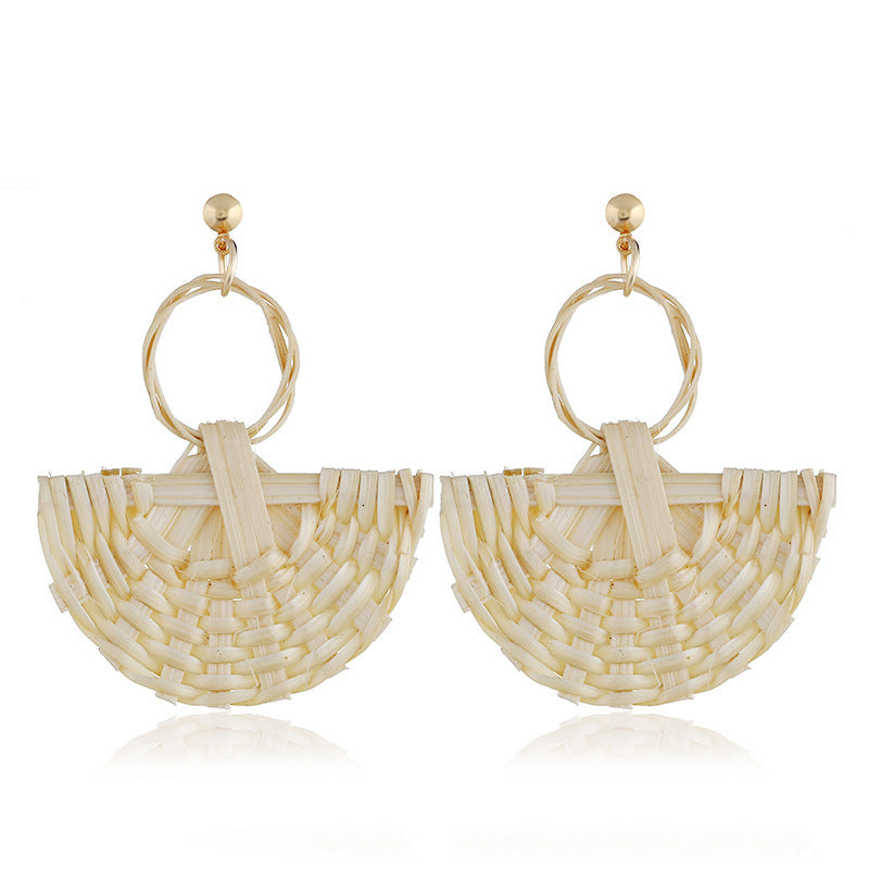 Boucles d'oreilles tressées en rotin et résine multicouches - LUXARAH